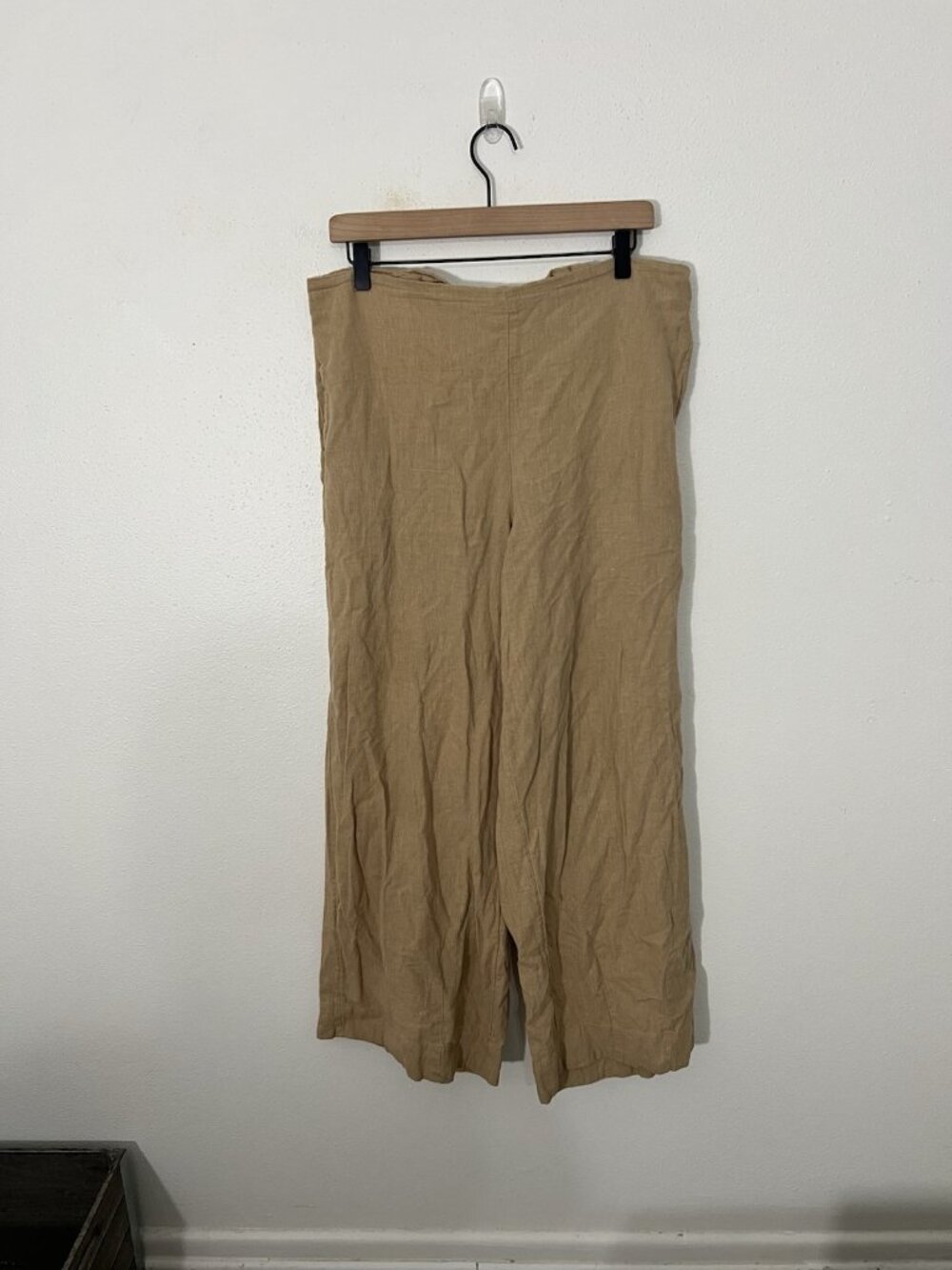 Free People Free-est Tan Linen Blend Pants Size Large Pull On Wide Leg